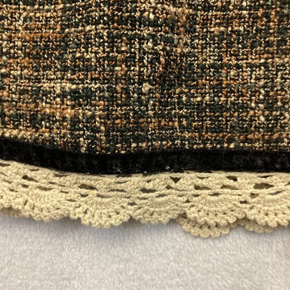 Vintage Newport News Tweed Sheath Dress Size 4 Knee Length Brown Lace Trim Retro - Picture 10 of 14